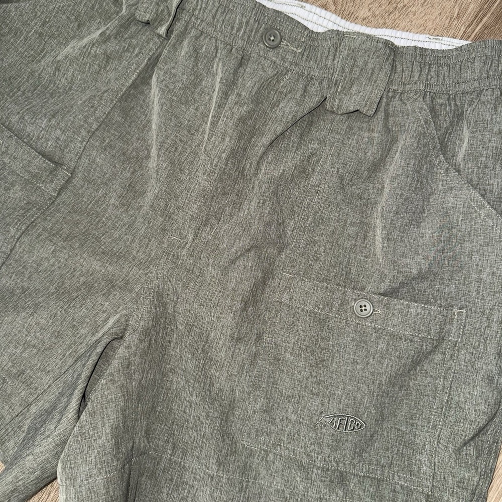 AFTCO Cargo Fishing Shorts Men's 36 Green 6" Inseam Performance Pockets
